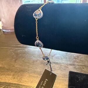 kate spade Gold Chain bracelet with Blue Gem Accents